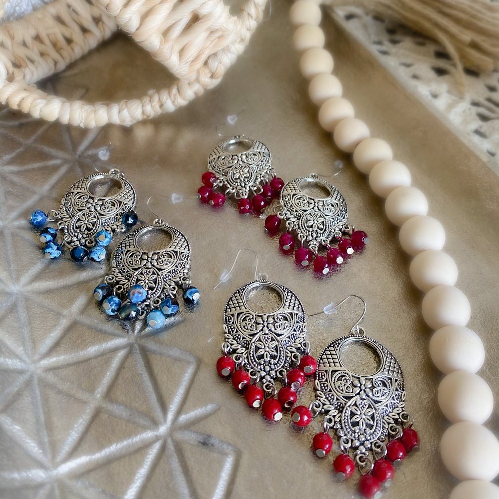 Silver Bead Drop Earrings